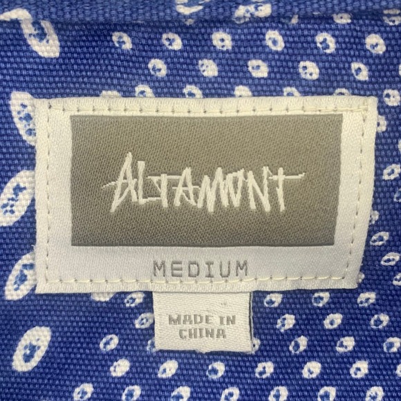 Altamont Shirt Mens Medium Blue Long Sleeve Button Up Preppy Skater Y2K Contrast - Picture 6 of 12